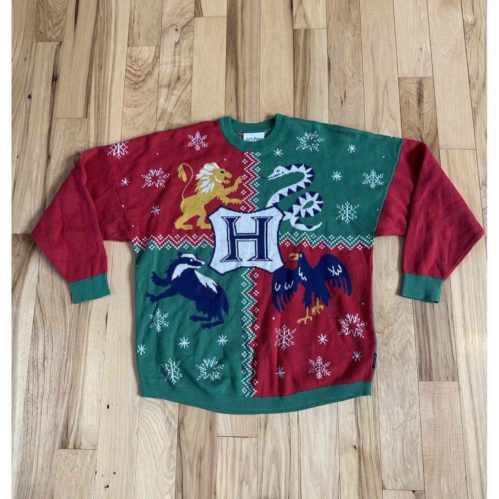 Harry Potter x Spirit Jersey Knitted Hogwarts House Castle Christmas Sweater XS